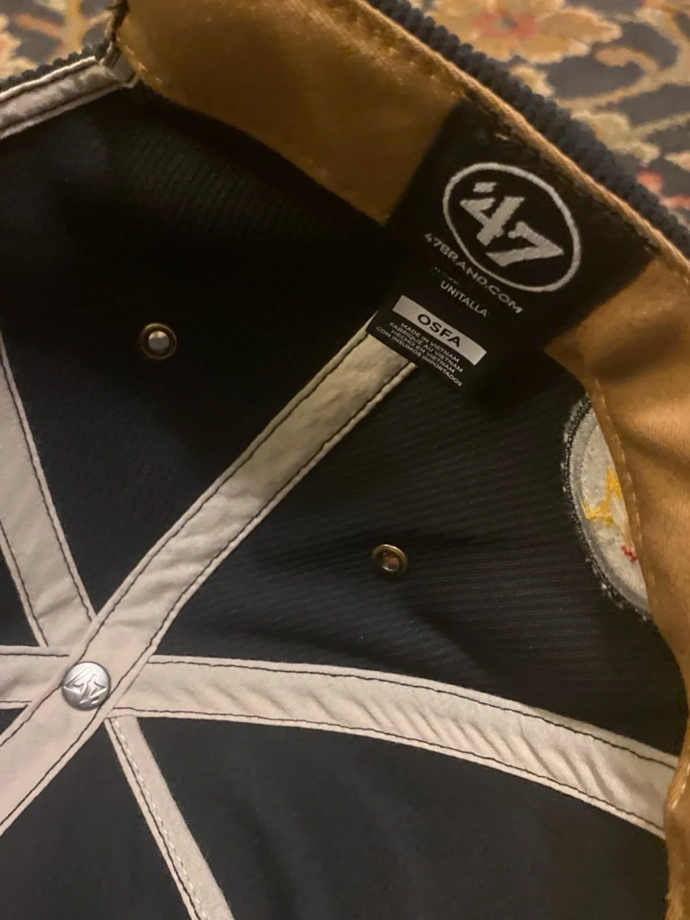 '47 Black and Tan Leather-Trim Baseball Cap
